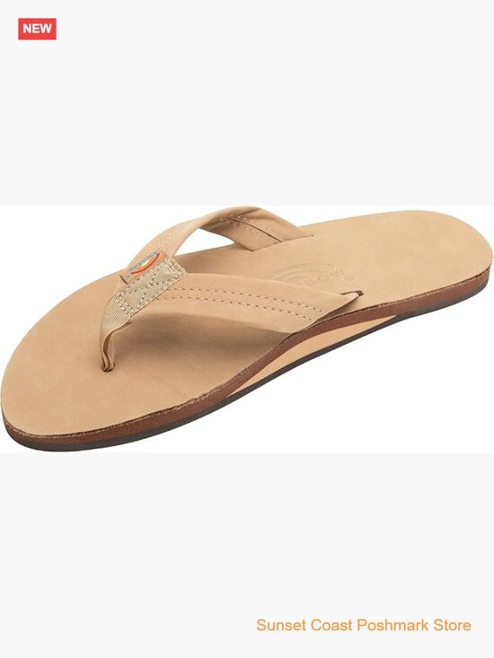 Men\'s Single Layer Premier Leather Sandals Flip Flop Arch Support
